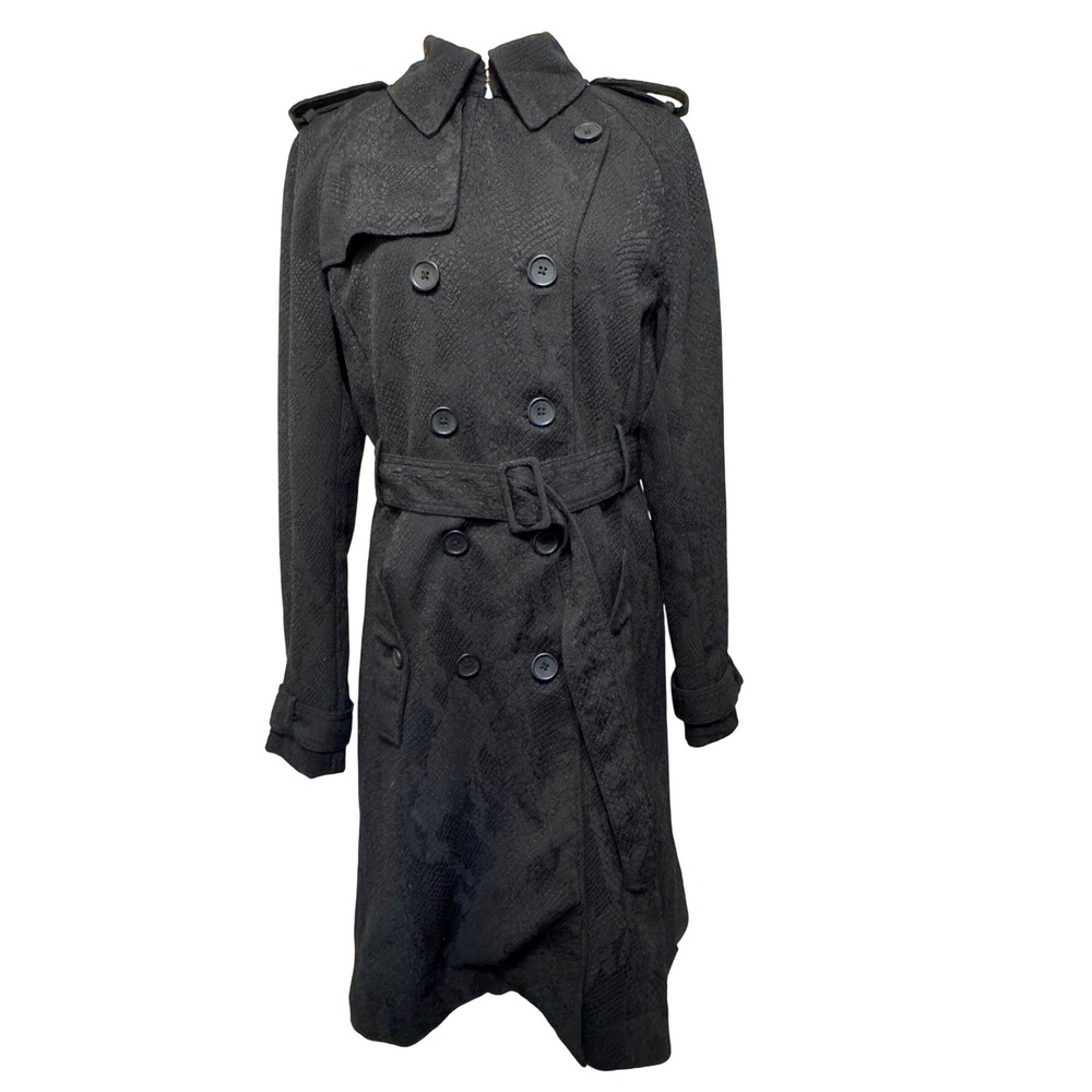Altuzarra 20th Anniversary Collection Snakeskin Textured Trench Coat M Black